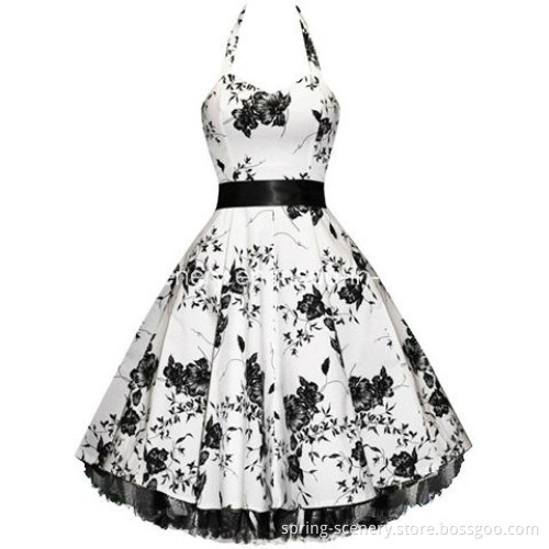 Vintage Style Black & White Color Dress (CS-D0126)